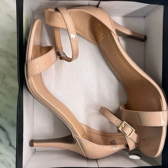𝅺NEW! Material Girl Blaire Two-Piece Dress Sandals Nude Heels Various Sizes - Picture 6 of 8